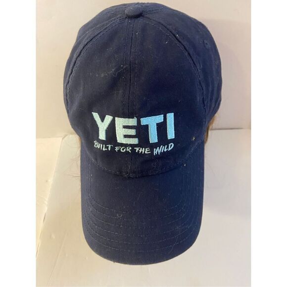 Yeti cooler baseball cap hat navy leather adjustable strap - Picture 1 of 6